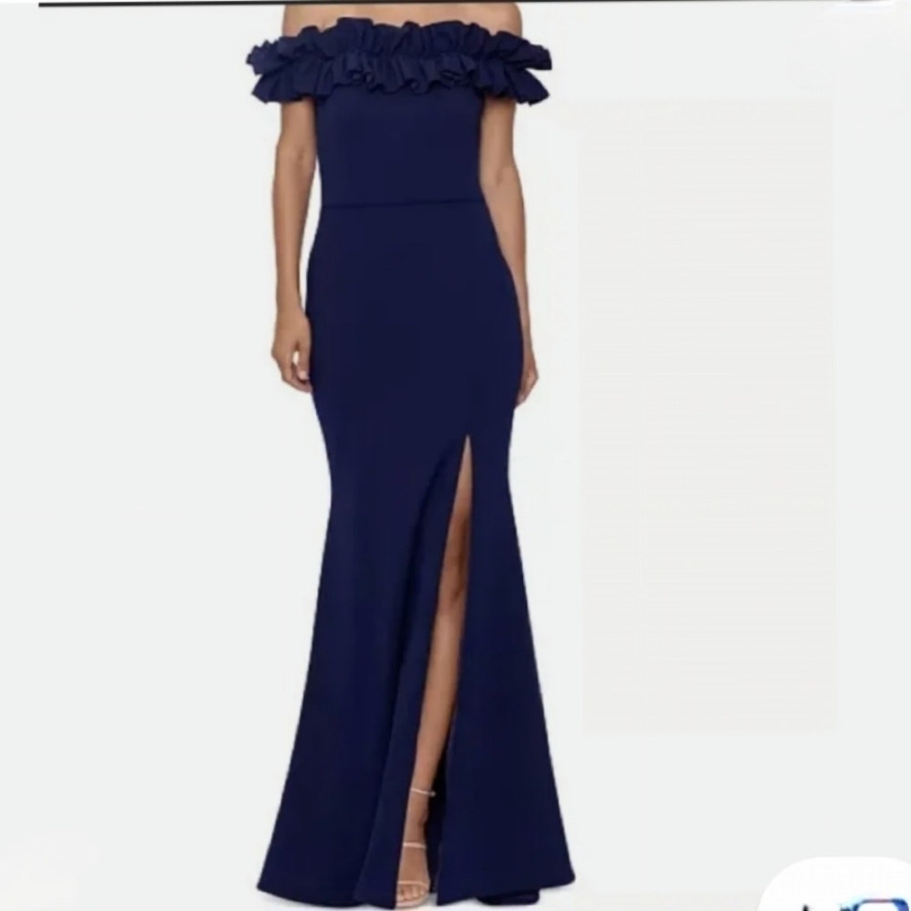 Xscape Off The Shoulder Ruffled Gown Size 2